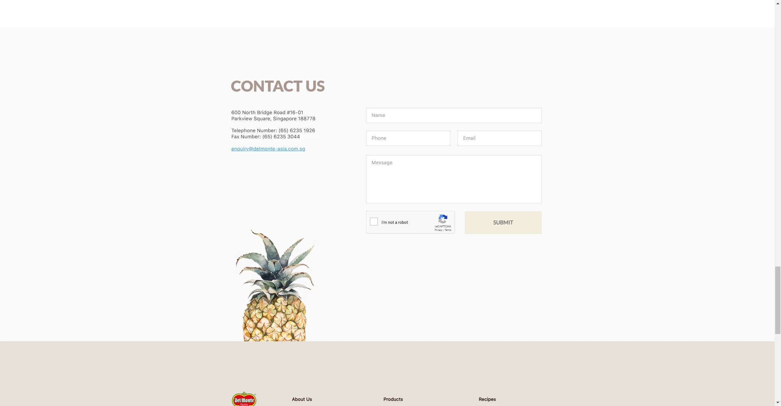 Del Monte Asia — Contact us section