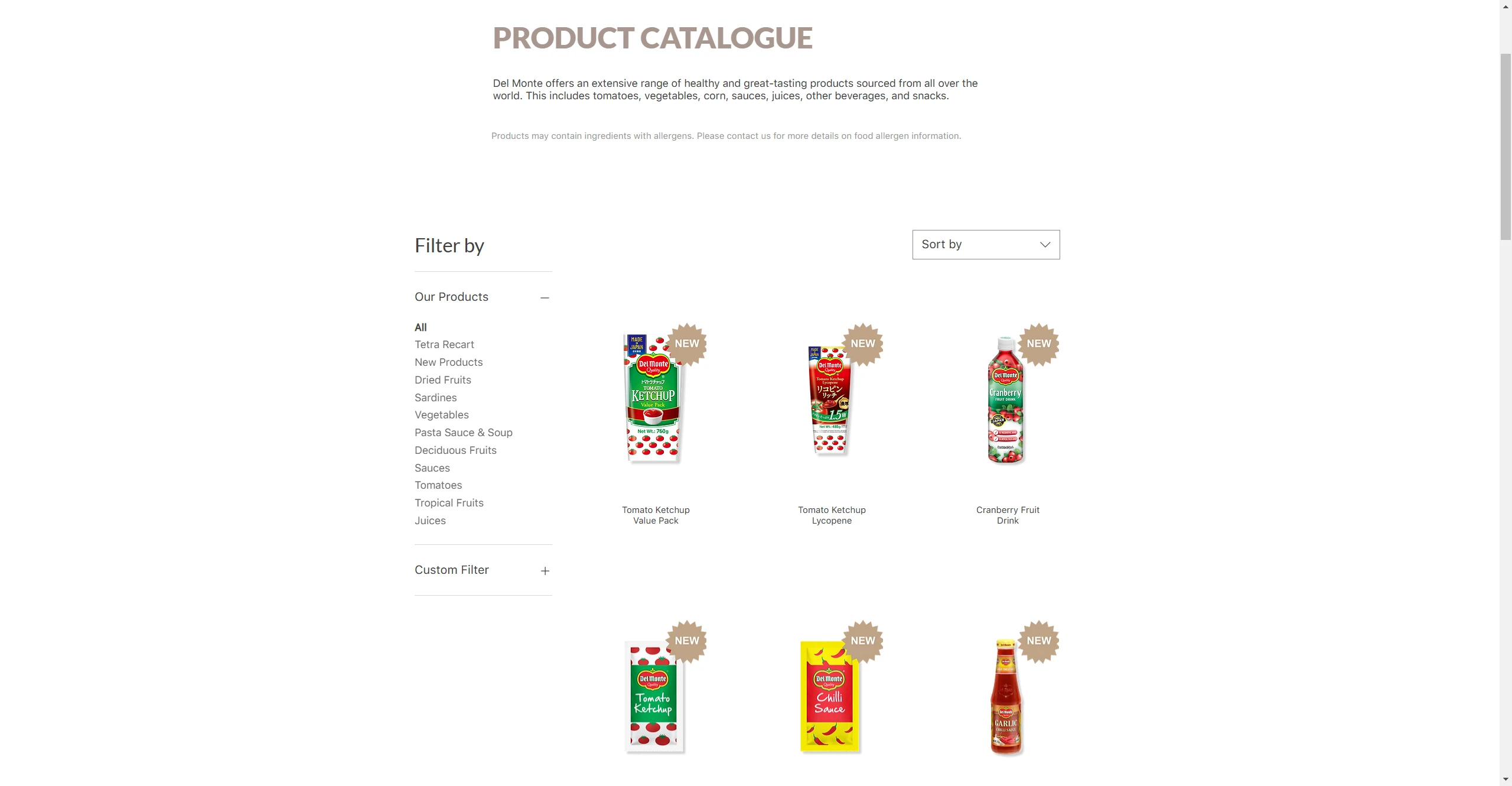 Del Monte Asia — Product catalogue page