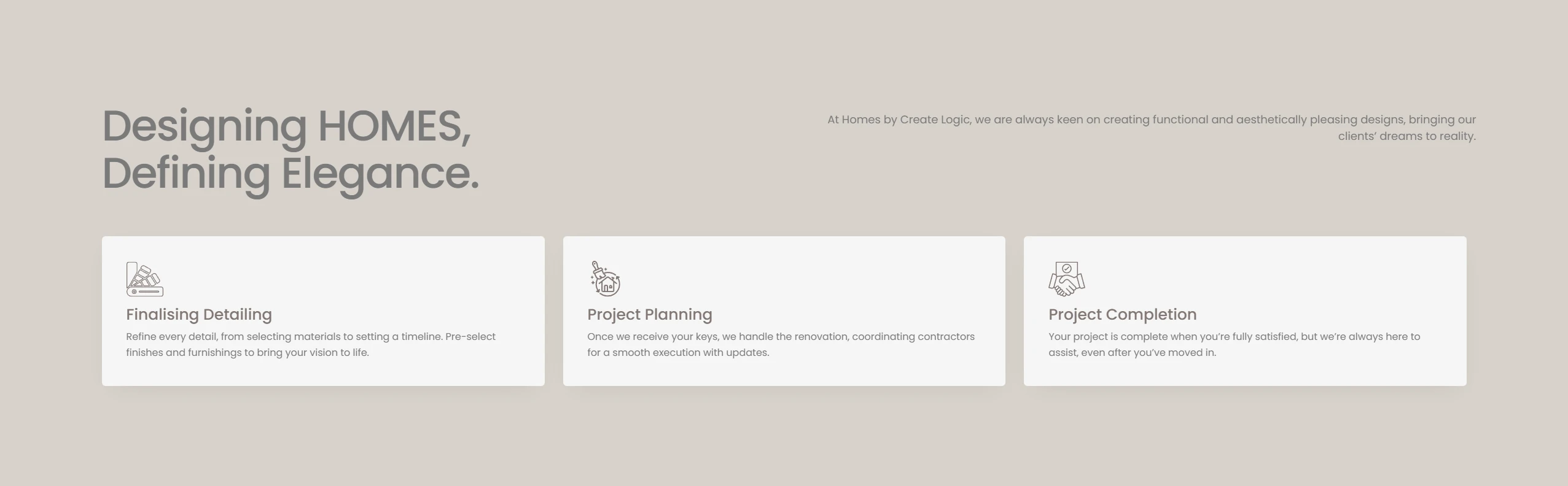 Homes by Create Logic — Work process section