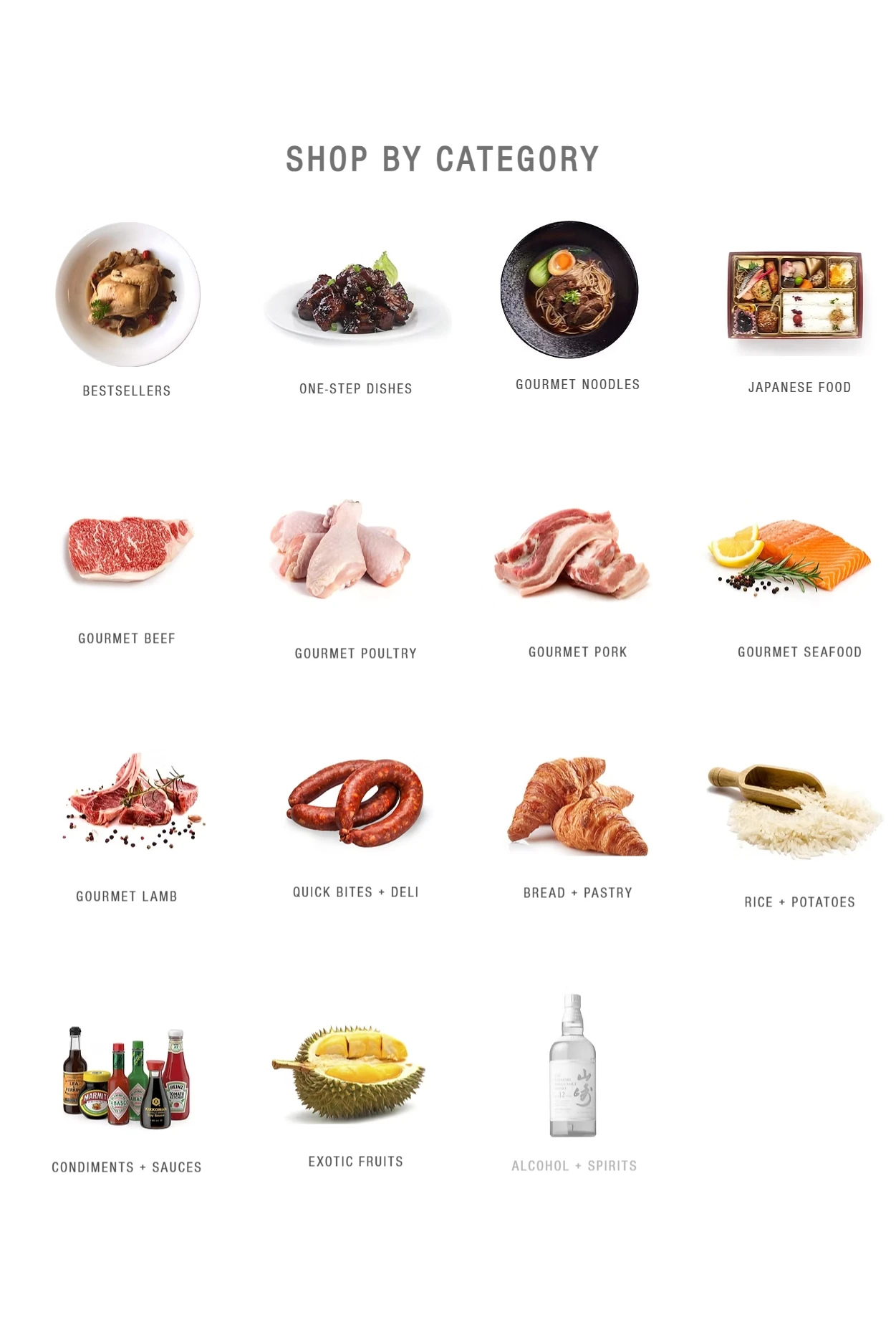 Supergourmet — Shop by product category section