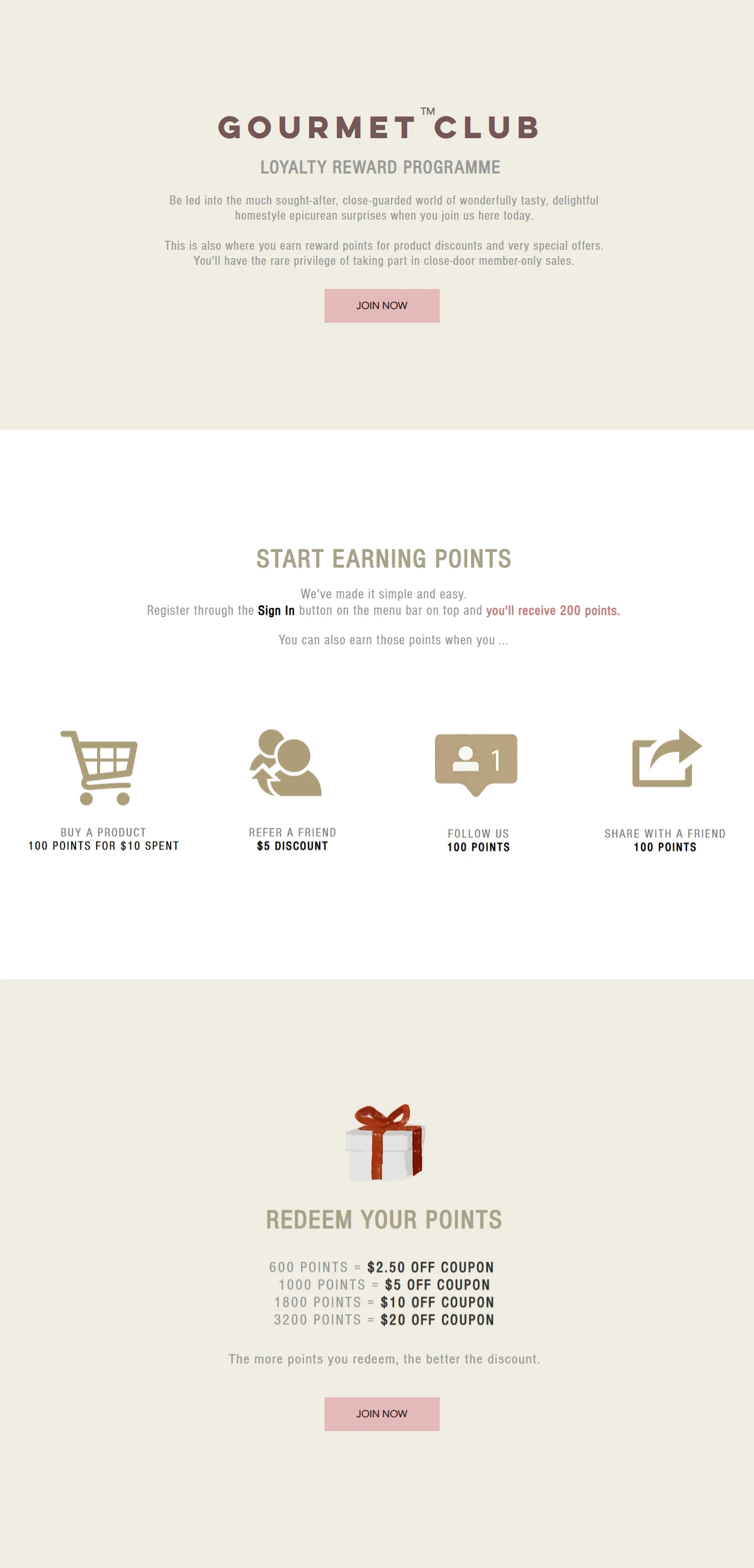 Supergourmet — Gourmet club loyalty reward sample