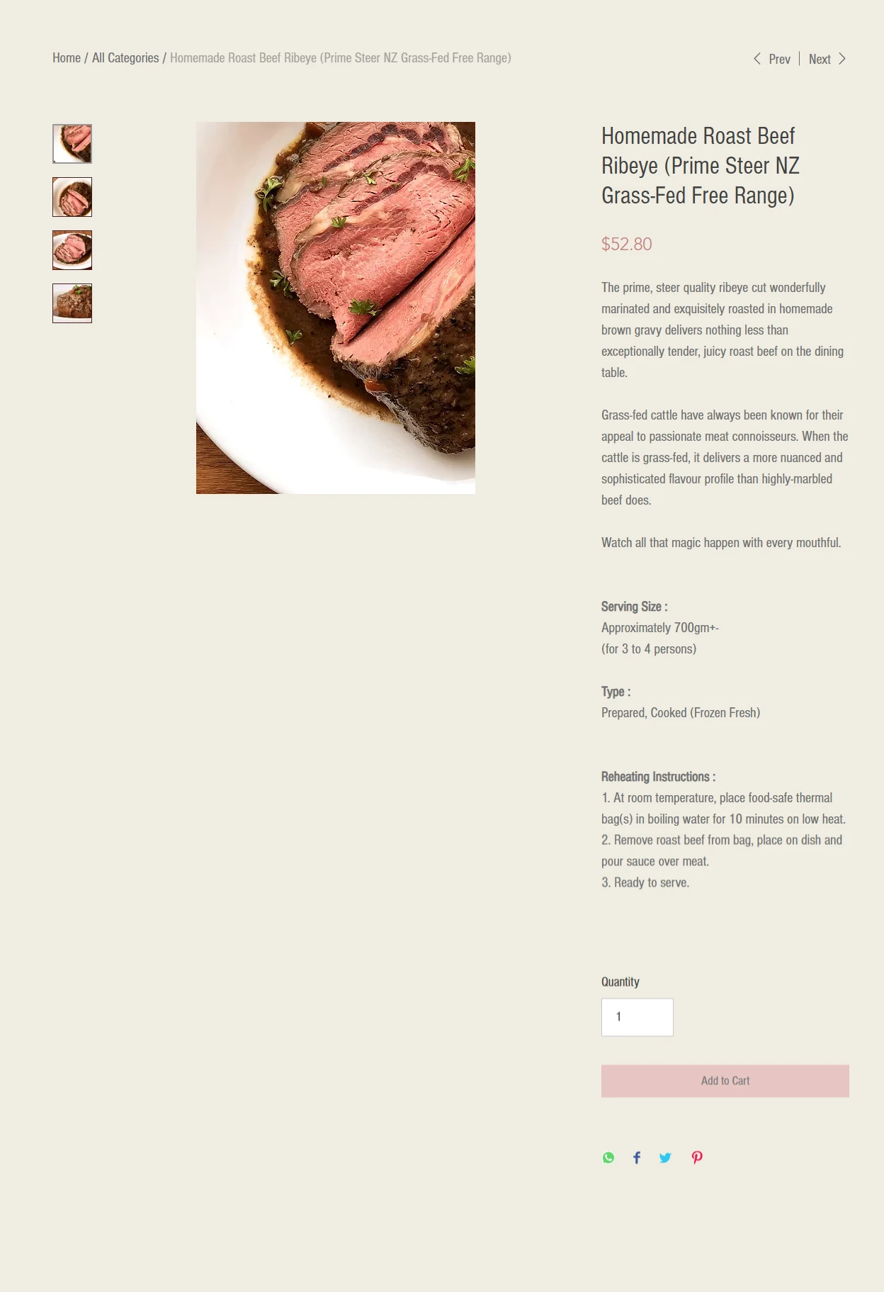 Supergourmet — Homemade roast beef ribeye product page